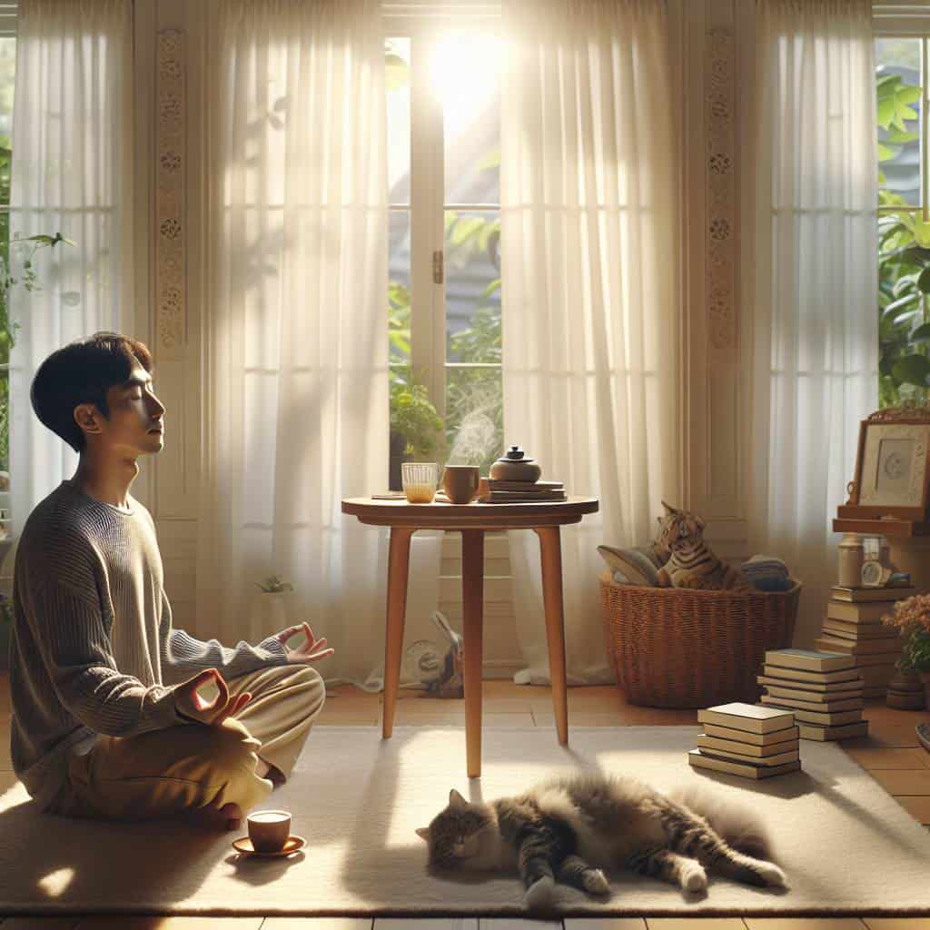 Gratitude meditation practice in serene setting.